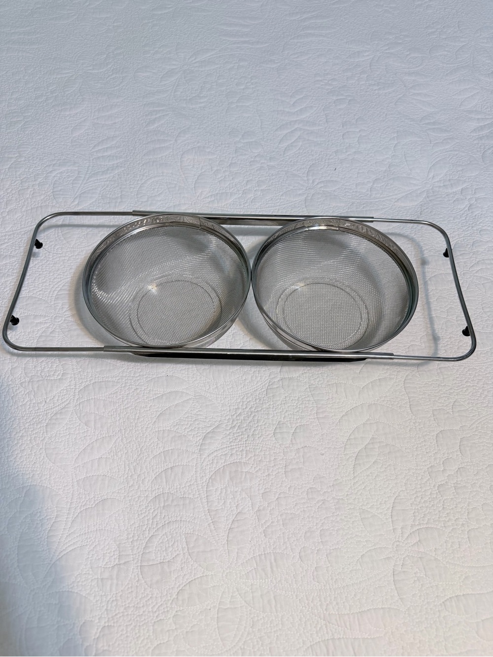 Double Stainless Steel Fine Mesh Strainer Colander Sieve Basket Adjustable